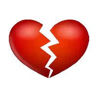 a broken red heart with a white lightning bolt coming out of it