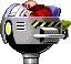 a pixel art of a sonic the hedgehog sitting on top of a robot .