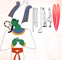 a drawing of a man with a green head and a red heart behind him with the letter j on it