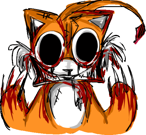 a drawing of a fox with blood on its face