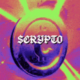 a colorful background with the word crypto in the center