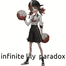 a cheerleader with the words infinite lily paradox written below her