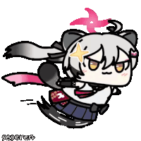 a cartoon of a girl with a star on her head is running .