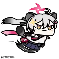 a cartoon of a girl with a star on her head is running .