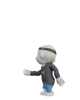 a cartoon character with the word zhuo on his sweatshirt