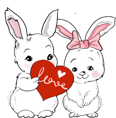 Bunny Heart Sticker - Bunny Heart Hug Stickers