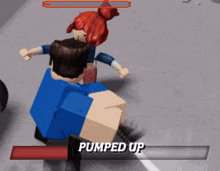 a video game character is being pumped up with a red bar