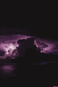 night lightening storm purple clouds