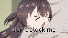 a picture of a girl with the words do n't block me