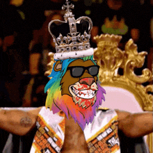 a cartoon of a lion wearing a crown