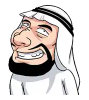 a cartoon of a man with a beard wearing a white head scarf