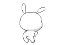 a pixel art drawing of a bunny rabbit standing on its hind legs .