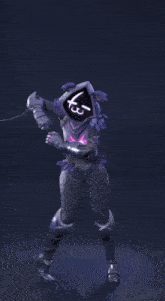 a video game character is dancing with a sign on her head that says x3
