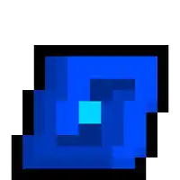 a pixel art of a blue square with a swirl in the middle .
