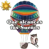 a colorful hot air balloon with the words que alcances tus suenos