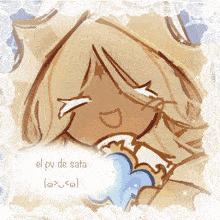 a drawing of a girl with the words el pv de sata written below it