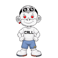 a cartoon character is wearing a white shirt that says call