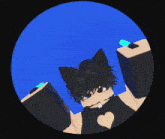 a cartoon character with cat ears and a heart cut out in his chest