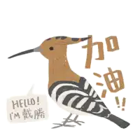 a bird with a speech bubble saying hello