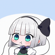 a cartoon drawing of a girl with white hair