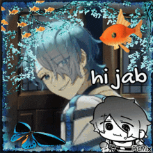 a picture of a boy with the words hi jab written above him
