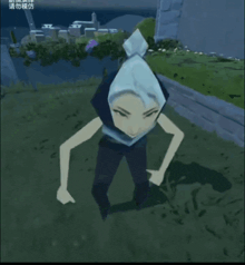 a video game character with chinese writing on the bottom