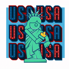 an illustration of the statue of liberty surrounded by the letters usa