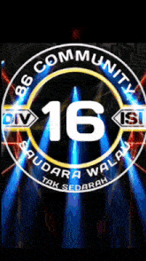 a circle with the number 16 in the middle