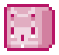 a pixel art of a pink square with a white border on a white background