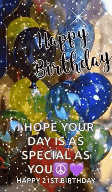 happy birthday i hope your day is as special as you happy 21st birthday .