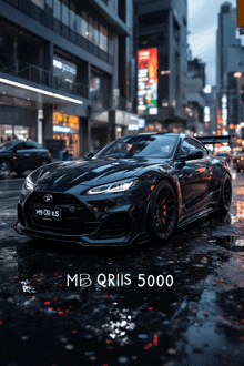 a black sports car with a license plate that says mb qr ls