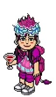 a pixel art of a girl holding a martini glass .