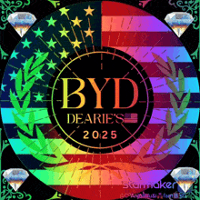 a rainbow colored circle with the words byd dearies 2025 on it