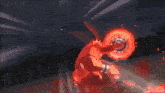 a cartoon character is flying through the air with a sword