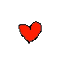 a pixel art of a broken red heart on a white background