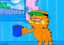 Drinking Coffee Garfield GIF - Drinking Coffee Garfield Sleepy GIFs