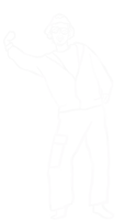 a black and white drawing of a man in a hat and sunglasses .
