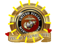 a united states marine corps emblem with a proud marine wife banner