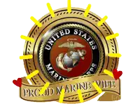 a united states marine corps emblem with a proud marine wife banner
