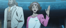 a man and a girl are standing next to each other
