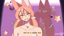 a cartoon of a fox girl with a necklace and a heart shaped pendant .