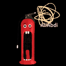 a pixel art of a fire extinguisher with aliabdi written on the bottom right