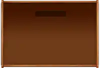 a brown board with a wooden frame and a black box in the middle