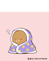 a cartoon of two bears wrapped in a blanket with stars on it