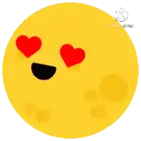 a yellow circle with red hearts in its eyes and the word kinemaster on the bottom