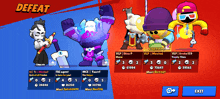 a screenshot of a video game that says defeat on the top