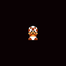 a pixel art of a toad wearing a diaper and a hat on a black background .