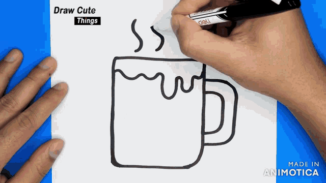 HOW TO DRAW A CUTE COFFEE MUG, STEP BY STEP, DRAW Cute things 