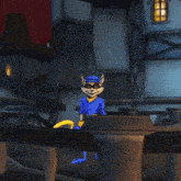 a cartoon character with an arrow pointing down