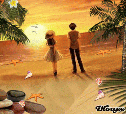 Anime Sunset GIF - Anime Sunset Beach - Discover & Share GIFs